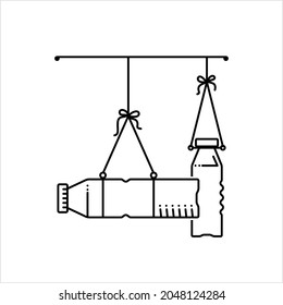 Hanging Plastic Bottle Icon Monoline Style, Single Stroke Width Vector Art Illustration