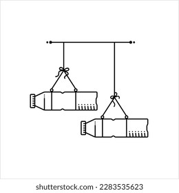 Hanging Plastic Bottle Icon Monoline Style, Single Stroke Width Vector Art Illustration