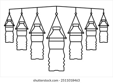 Hanging Plastic Bottle Icon Monoline Style, Single Stroke Width Vector Art Illustration