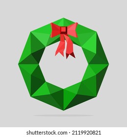 hanging polygonal door. low poly Door Wreath in vector illustration