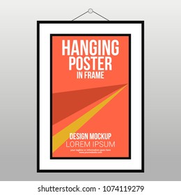Hanging Poster In Frame On The Wall Abstract Design Vector Template