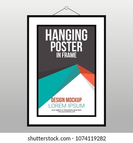Hanging Poster In Frame On The Wall Abstract Design Vector Template