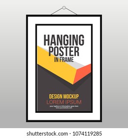 Hanging Poster In Frame On The Wall Abstract Design Vector Template