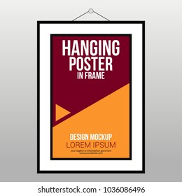Hanging Poster In Frame Template Mockup Abstract