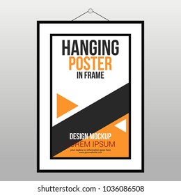 Hanging Poster In Frame Template Mockup Abstract