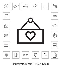 Hanging poster with heart icon vector