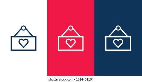 Hanging poster with heart icon vector