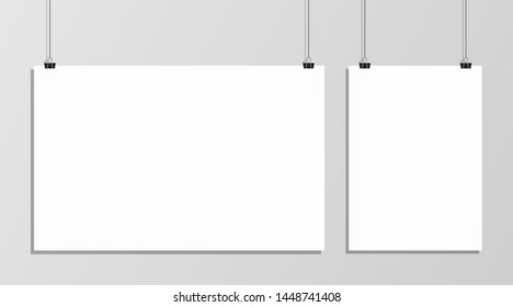 Hanging poster mockup vector design illustration isolated on background