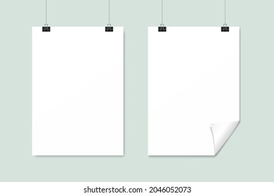 Hanging poster vector design. Illustration mockup hanging poster in the isolated background