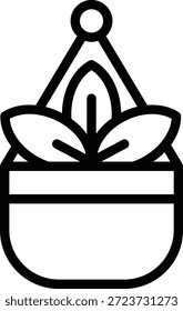 hanging pot icon illustration design with outline, this is not made from any AI generation