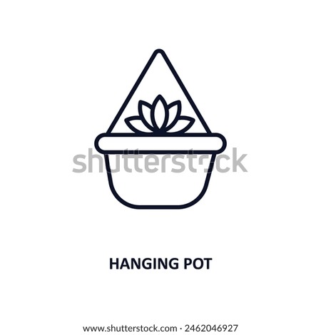 hanging pot outline icon. Thin line icon from agriculture farming and gardening collection. Editable vector isolated on white background