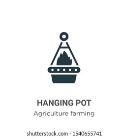 Hanging pot vector icon on white background. Flat vector hanging pot icon symbol sign from modern agriculture farming and gardening collection for mobile concept and web apps design.
