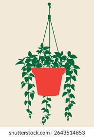Hanging Potted Plant with Green Leaves

