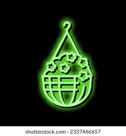 hanging potting house plant neon light sign vector. hanging potting house plant illustration