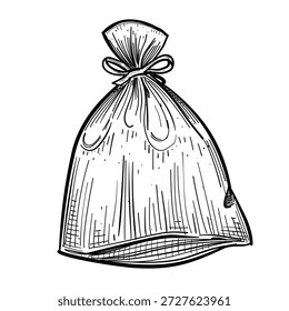 Hanging Pouch on String Hand Drawn Illustration