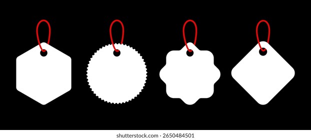 Hanging Price Tag Set, Blank Label for Sale, Discount, and Branding Design with Red String