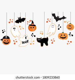 Hanging pumpkins for halloween. Vector Illustration.