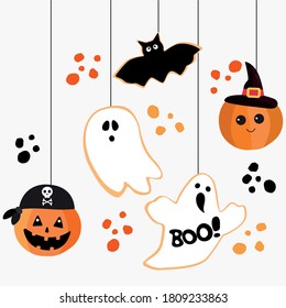 Hanging pumpkins for halloween. Vector Illustration.