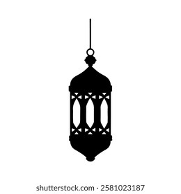 Hanging ramadan lantern silhouette vector flat illustration design on white background.