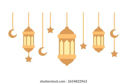 Hanging Ramadan Lanterns and Crescent Moons: Festive Islamic Decor