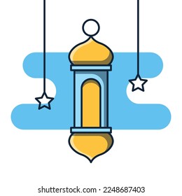 Colgando un farol musulmán ramadán simple con estrellas ilustraciones vectoriales