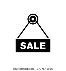 Colgante Rectangular Signo Glifo Icono con el texto de la VENTA que representa la promoción de la tienda