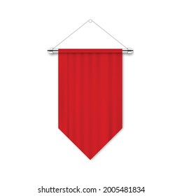 hanging red pennant flag isolated on white