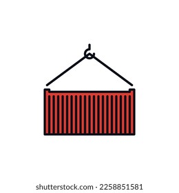 Farbiges Symbol oder Symbol für die Ausrichtung des Rotschiff-Containers; Vektorgrafik-Vektorgrafik-Vektorgrafik ändern