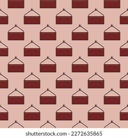 Hanging Red Shipping Container vector Delivery concept colored seamless pattern