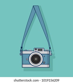 hanging Retro camera flat style design