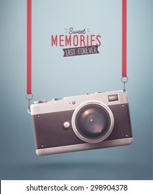 Hanging retro camera, sweet memories, eps 10