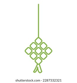 una forma de rhombus colgante de arroz volador con cuerda colgante como linterna de ornamento para la celebración de ramadán o eid ilustración de vector