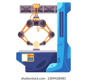 Brazo robótico colgante robot mano articulado mecánico máquina automática fábrica de maquinaria ilustración de línea de producción