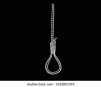 Hanging Rope doodle icon vector flat black 