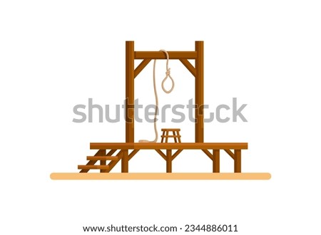 Hanging Rope Suicide Or Execution Capital Punishment Ancient Building Cartoon illustration Vector 