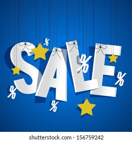 Hanging Sale on background vector illustration