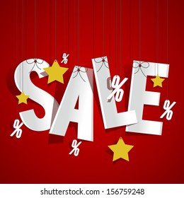 Hanging Sale on background vector illustration