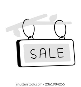 Hanging sale signage doodle icon 
