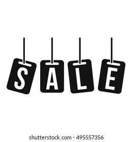Hanging sales tags icon in simple style on a white background vector illustration
