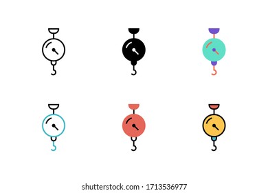 hanging scale icon vector illustration with six different style design. isolated on white background