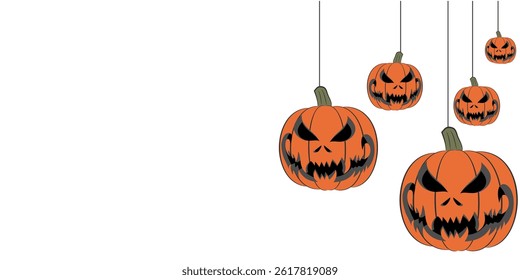 Hanging Scary Pumpkins Halloween Vector Illustration	
