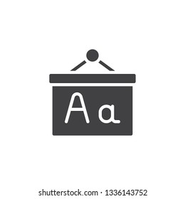 Hanging School board vector icon. filled flat sign for mobile concept and web design. Chalkboard glyph icon. Symbol, logo illustration. Pixel perfect vector graphics