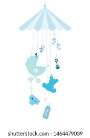 Hanging Mobilé Seven Baby Icons Boy Blue