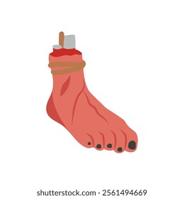 Hanging Severed Foot, Halloween Illustration