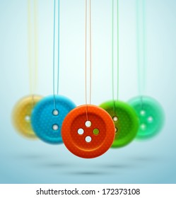Hanging sewing buttons. Eps 10