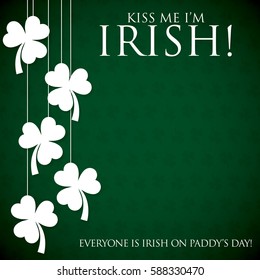 Hanging shamrock St Patrick's Day card in vector format.