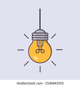 hanging shining light bulb cartoon illustration