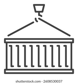 Hanging Shipping Container vector icon or sign in minimalist outline style