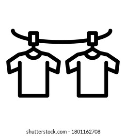Hanging shirts icon. Outline hanging shirts vector icon for web design isolated on white background