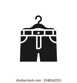 Colgar pantalones cortos icono estilo plano aislado en fondo blanco. Ilustración del vector